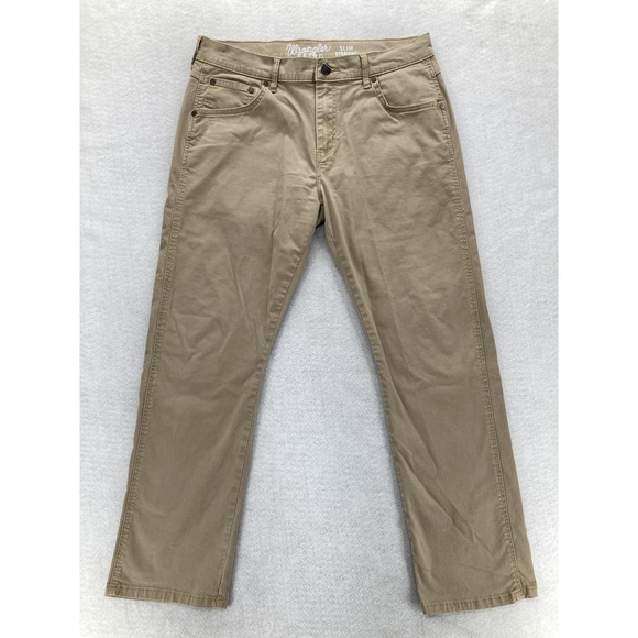 Wrangler Retro Jeans Mens 33x30 Khaki Slim Straight Fit Stretch Twill Western - Picture 1 of 13